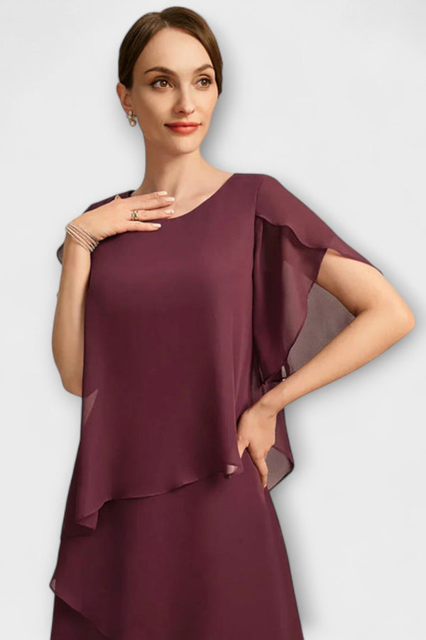 Belle - Elegante Onregelmatige Gelaagde Maxi Jurk met Vloeiende Korte Mouwen