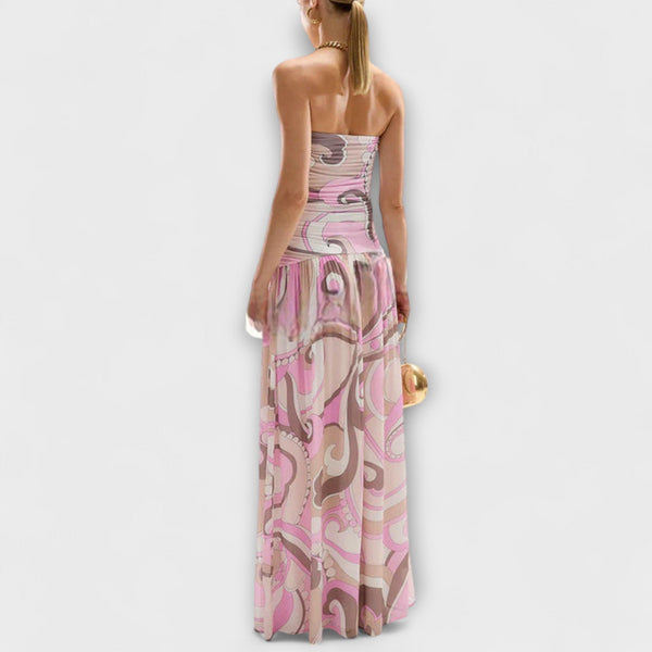 Tatum - Prachtige Pastel Off-Shoulder Maxi Jurk