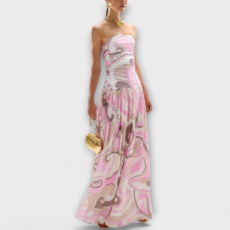 Tatum - Prachtige Pastel Off-Shoulder Maxi Jurk