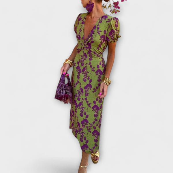 Della - Vrouwen Bohemian Bloemenprint Plissé Jurk