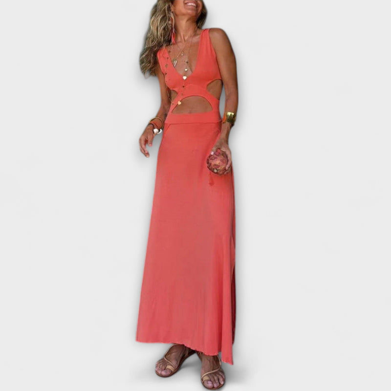 Ella - Eleanor Tie-Dye Cutout Schlitz Stretch Jurk