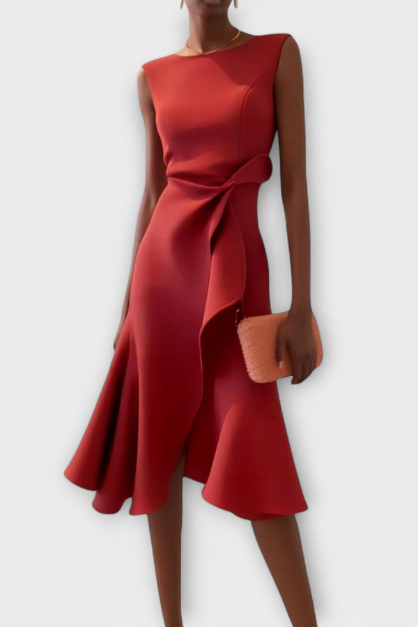Juliette – Asymmetrische Gedrapeerde Midi-jurk