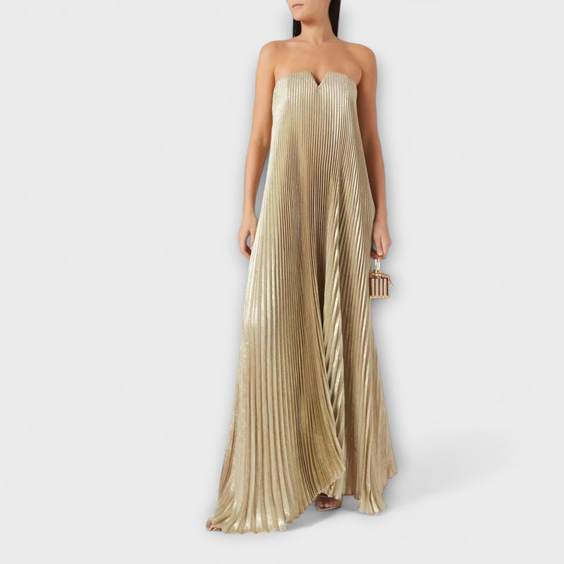 Michelle - Sweetheart Maxi Jurk in Oranje Bloem