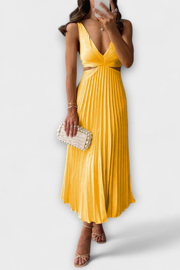Elegante Midi Avondjurk met Plissé