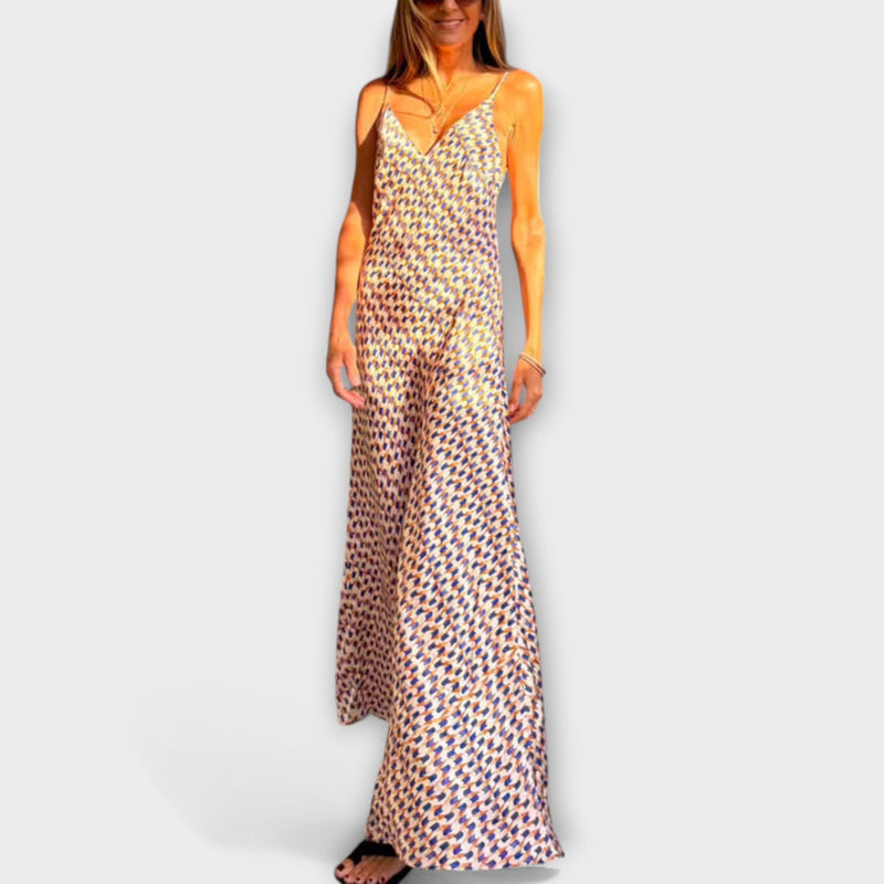 Tove - Stijlvolle Geometrische Print Maxi Jurk