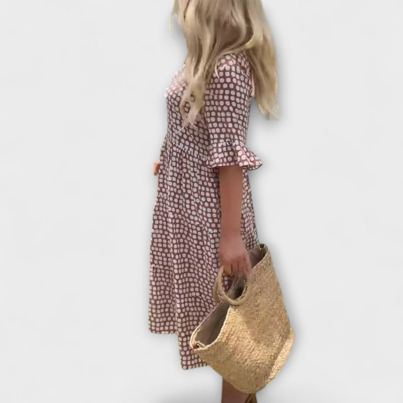 Stella - Midi Zomerjurk met Poisprint