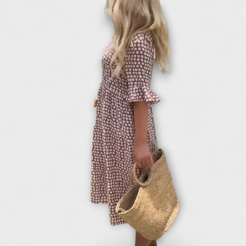 Rebecca - Stijlvolle Midi-jurk met Ruffle Mouwen