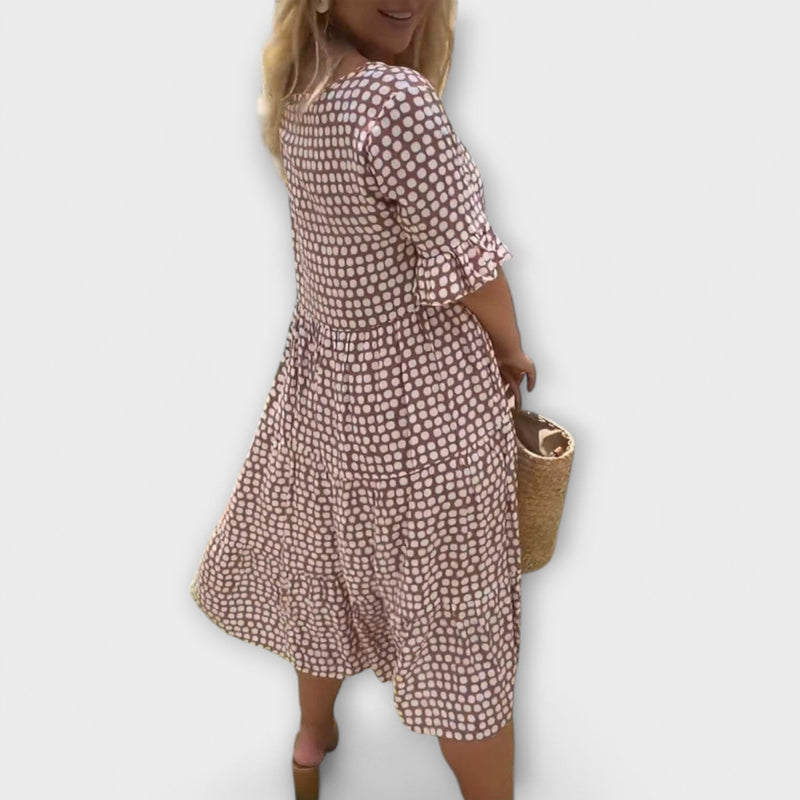 Stella - Midi Zomerjurk met Poisprint