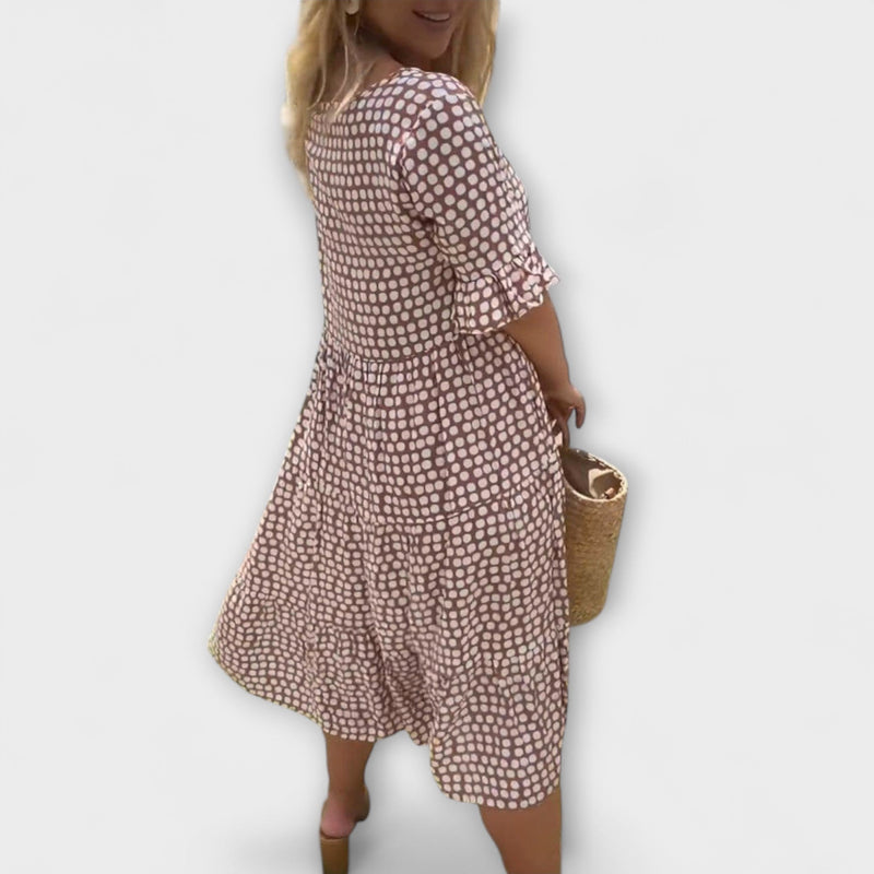 Rebecca - Stijlvolle Midi-jurk met Ruffle Mouwen