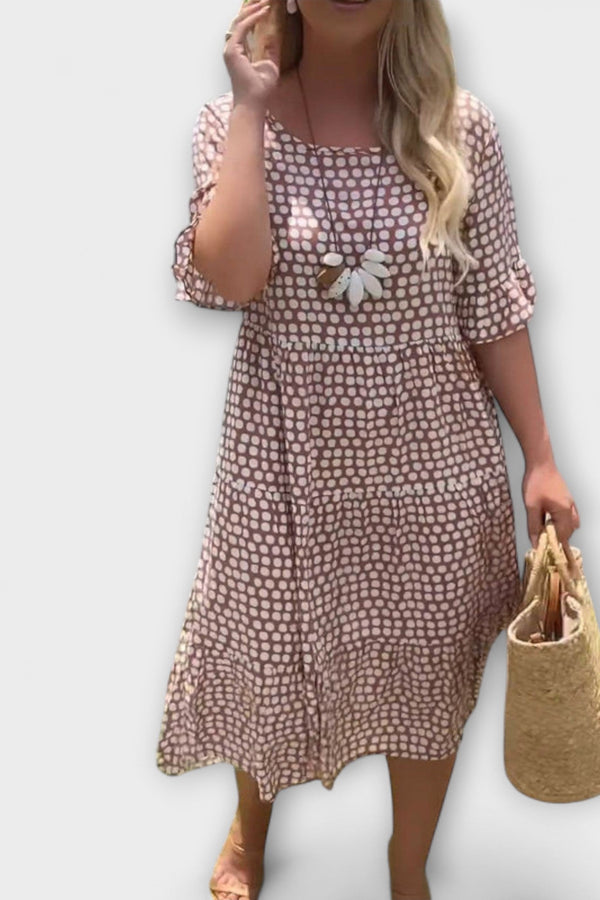 Stella - Midi Zomerjurk met Poisprint