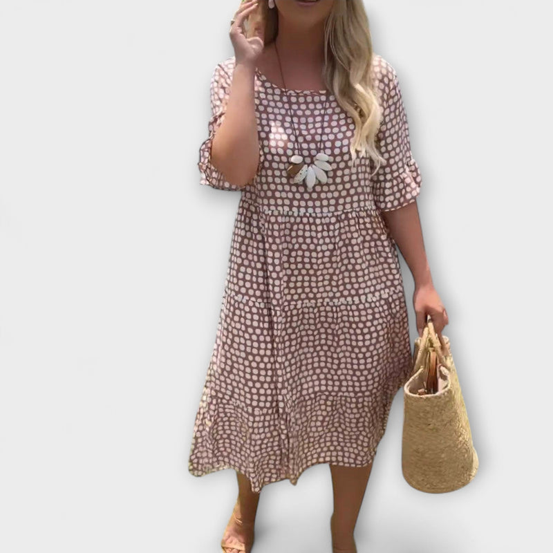 Stella - Midi Zomerjurk met Poisprint