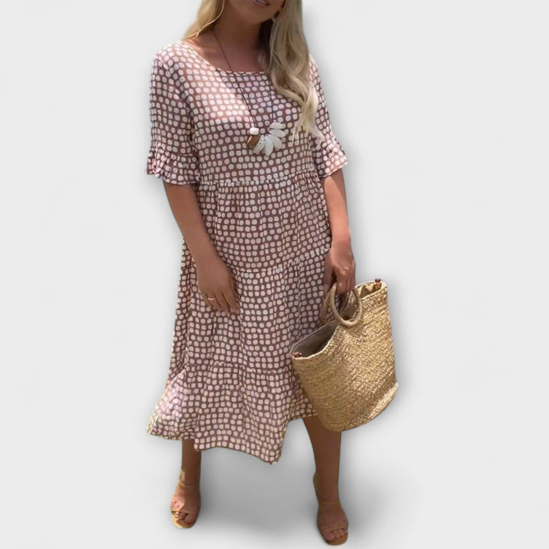 Stella - Midi Zomerjurk met Poisprint