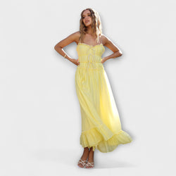 Celine - Mouwloze Midi Dress met Ruffled Zoom