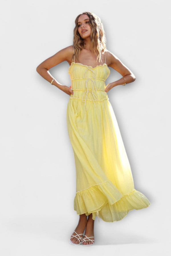 Celine - Mouwloze Midi Dress met Ruffled Zoom