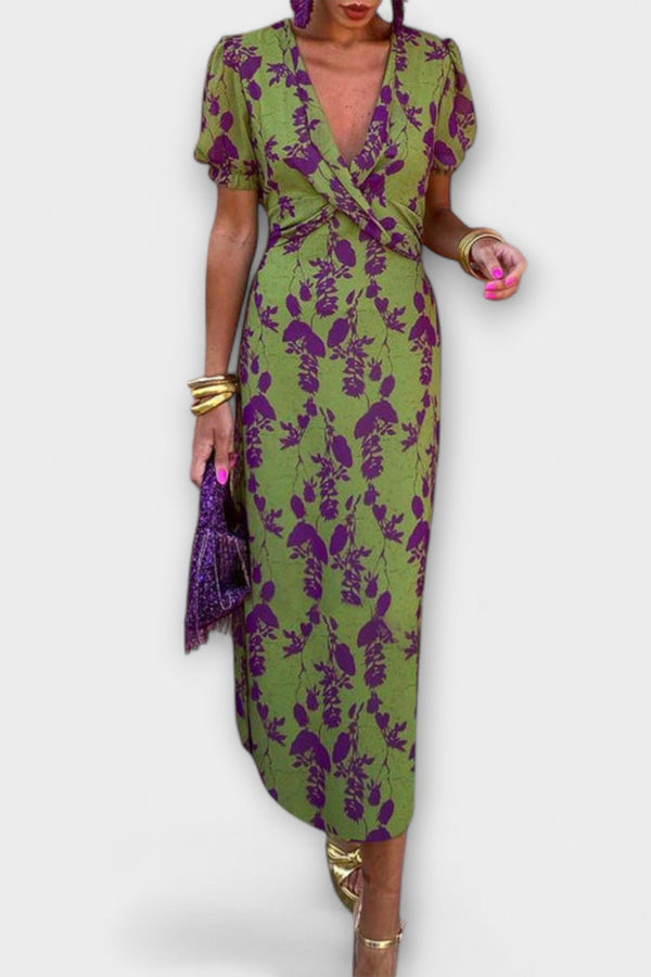 Della - Vrouwen Bohemian Bloemenprint Plissé Jurk