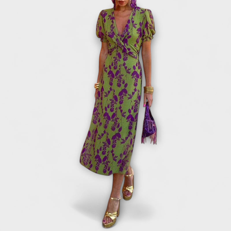 Della - Vrouwen Bohemian Bloemenprint Plissé Jurk