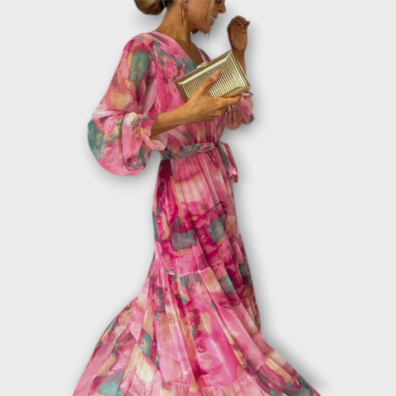 Felicity - Graceful Floral Maxi Dress met Swing Ontwerp