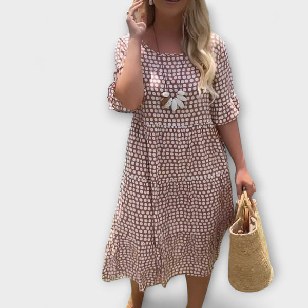 Stella - Midi Zomerjurk met Poisprint