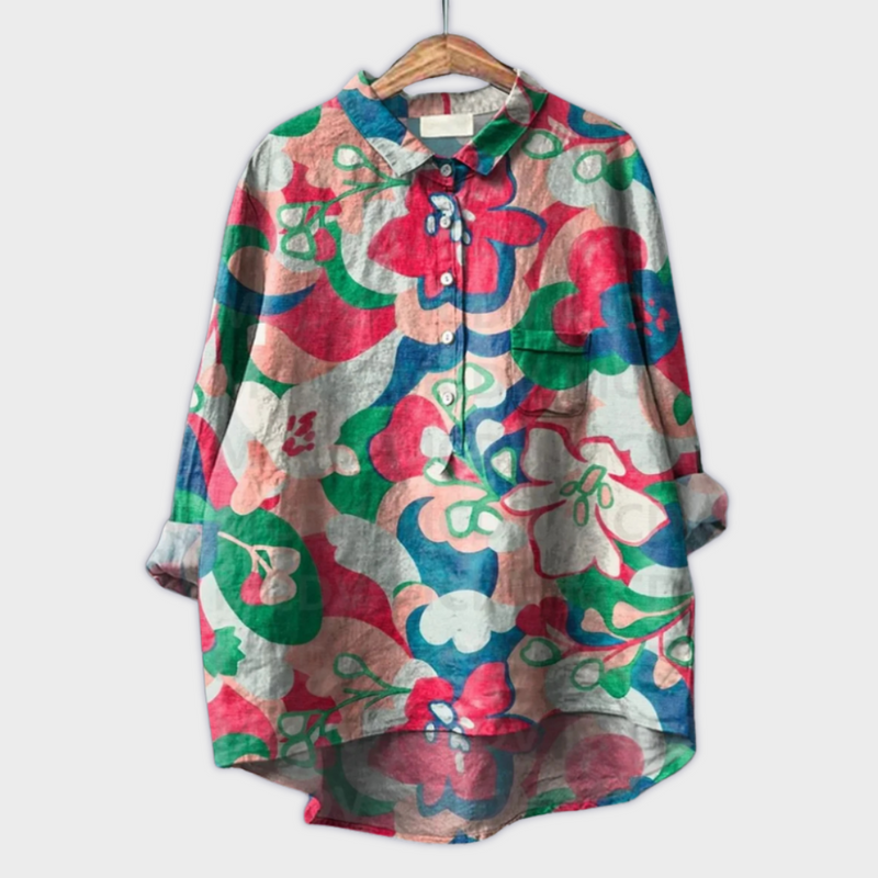 Magdalena - Handgemaakte Damesblouse met Bloemontwerp