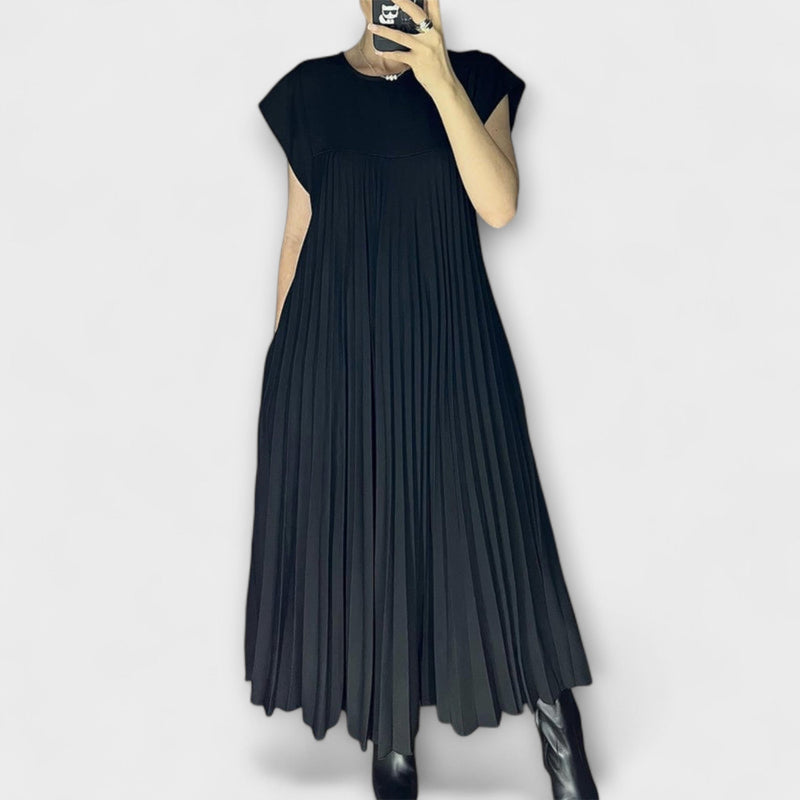 Sorrel - Chic Plissé Maxi-jurk met Elegante Invoegen