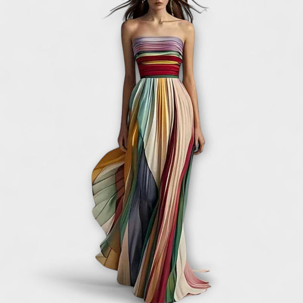 Dylan - Vibrant Gestreepte Tube Top Maxi Jurk