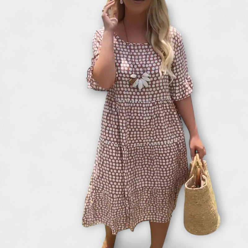 Rebecca - Stijlvolle Midi-jurk met Ruffle Mouwen