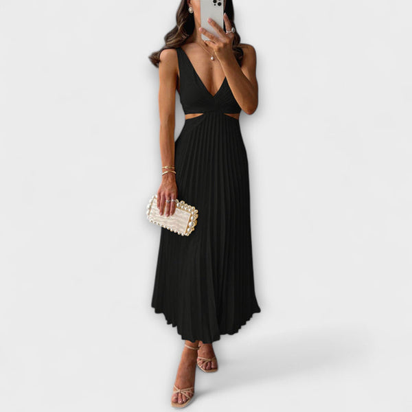 Rhiannon - Elegante Hoge Taille V-Hals Maxi Jurk