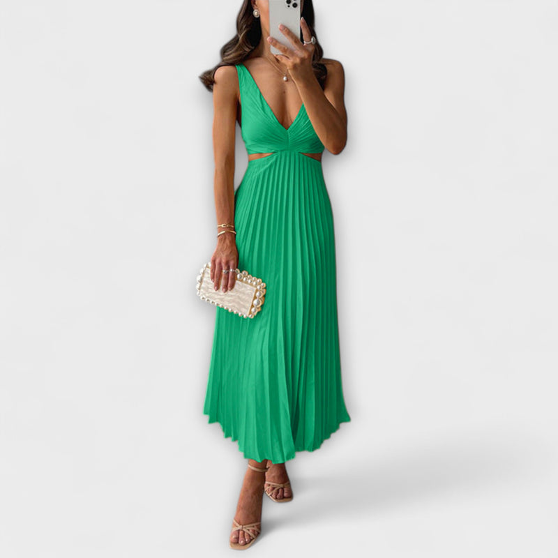 Rhiannon - Elegante Hoge Taille V-Hals Maxi Jurk