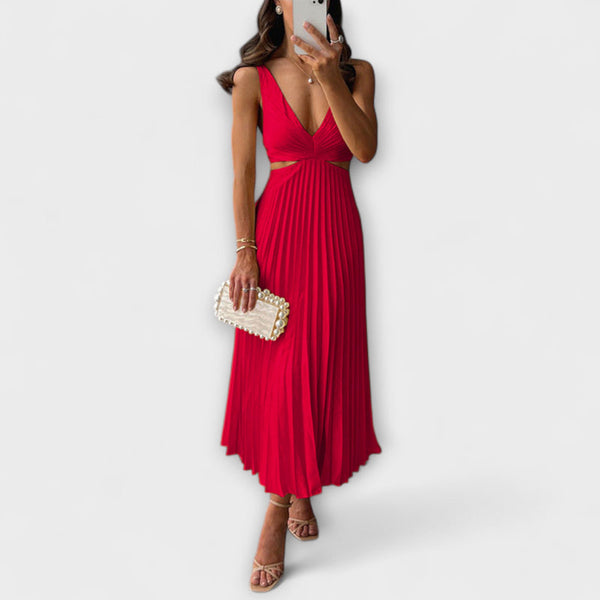 Rhiannon - Elegante Hoge Taille V-Hals Maxi Jurk