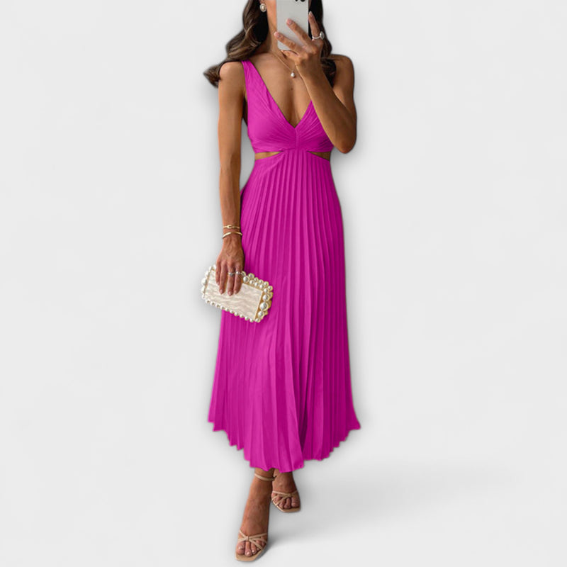 Rhiannon - Elegante Hoge Taille V-Hals Maxi Jurk