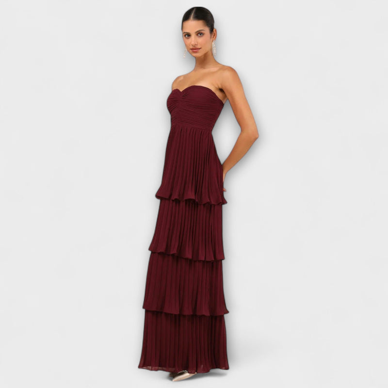 Lorena - Strapless Gelaagde Maxi-jurk