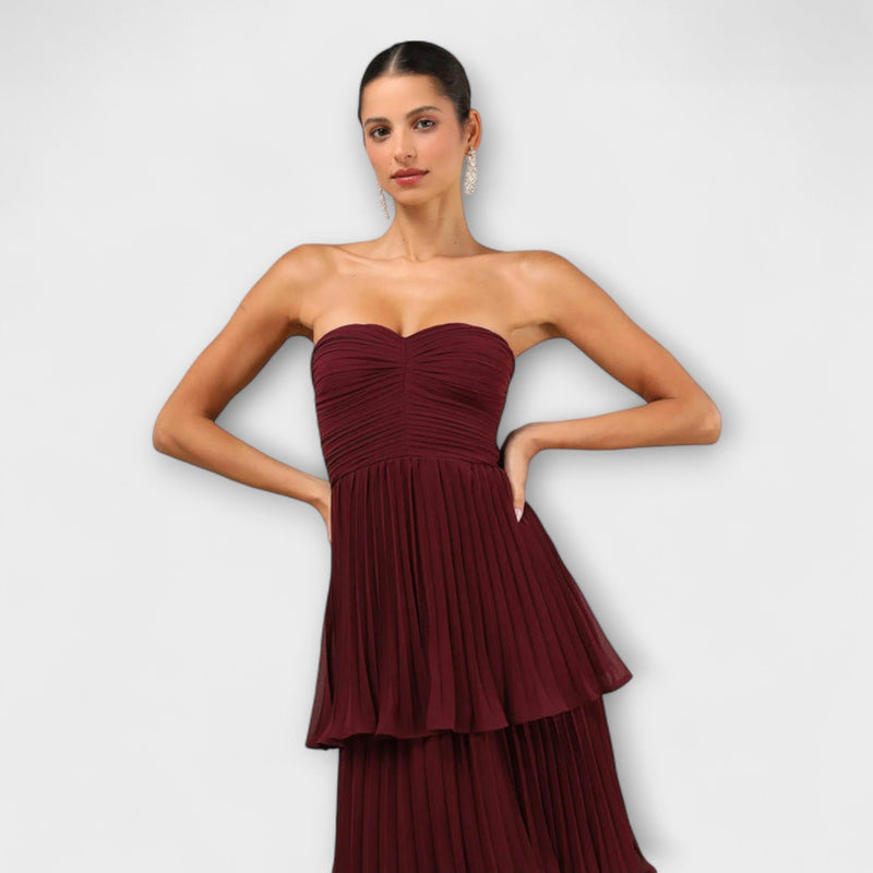 Lorena - Strapless Gelaagde Maxi-jurk