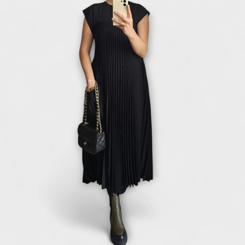Sorrel - Chic Plissé Maxi-jurk met Elegante Invoegen