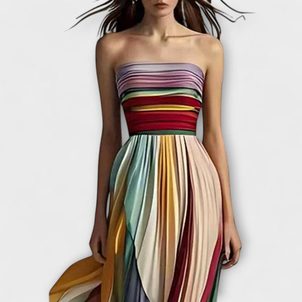 Dylan - Vibrant Gestreepte Tube Top Maxi Jurk