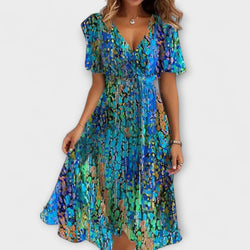 Rosalind - Ontspannen Bloemen Deep V-Hals Jurk