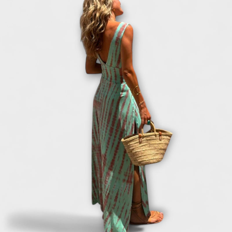 Ella - Eleanor Tie-Dye Cutout Schlitz Stretch Jurk