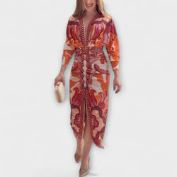 Cleo - Unieke Dolman Midi Jurk met Braziliaanse Print