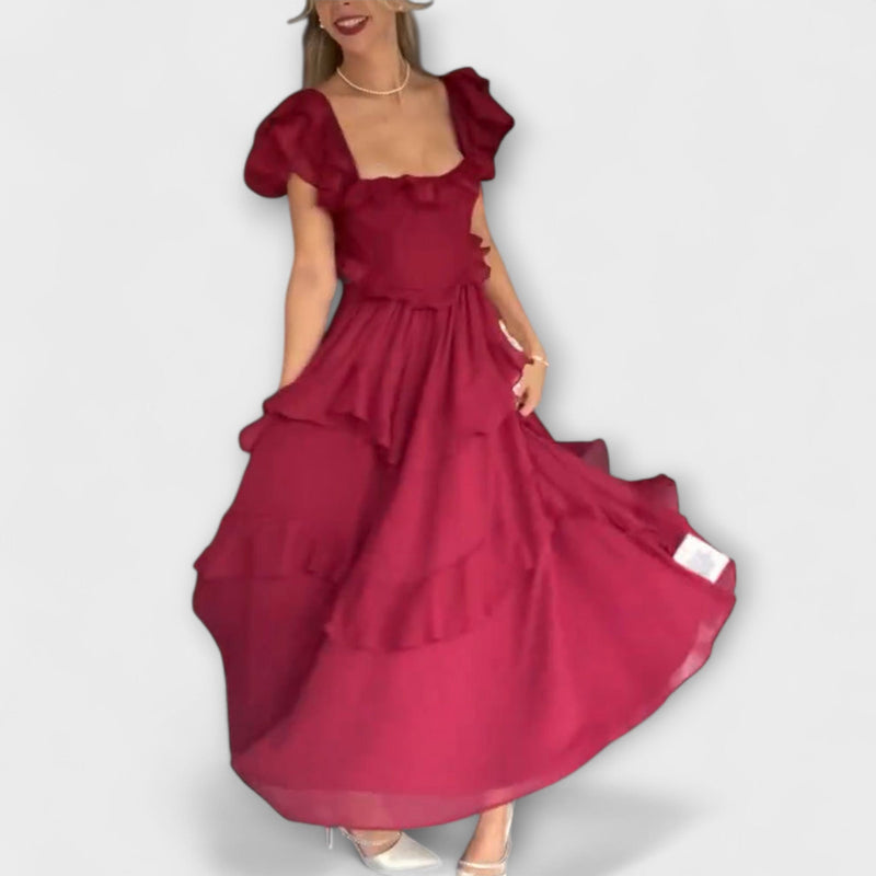 Quinlan - Chic Hoge Taille Jurk met Delicate Kantafwerking