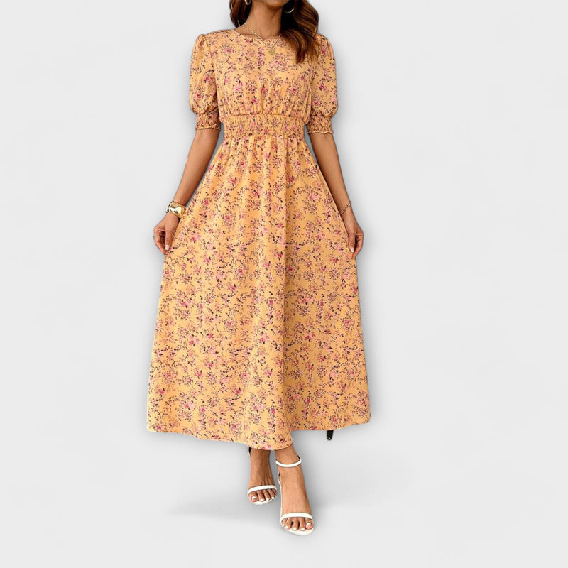 Amelia - Jurk met Ronde Hals en Bloemenpatroon