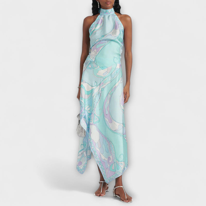 Everly - Haltertop en Asymmetrische Midi Rok Set