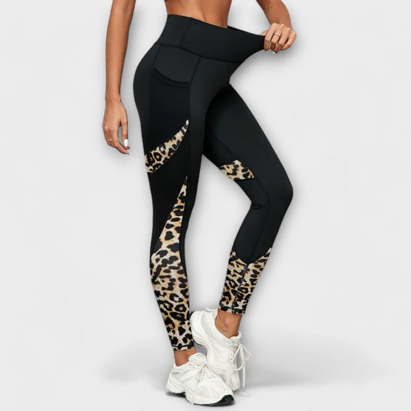 Hoge Taille Trainingsbroek met Luipaardprint