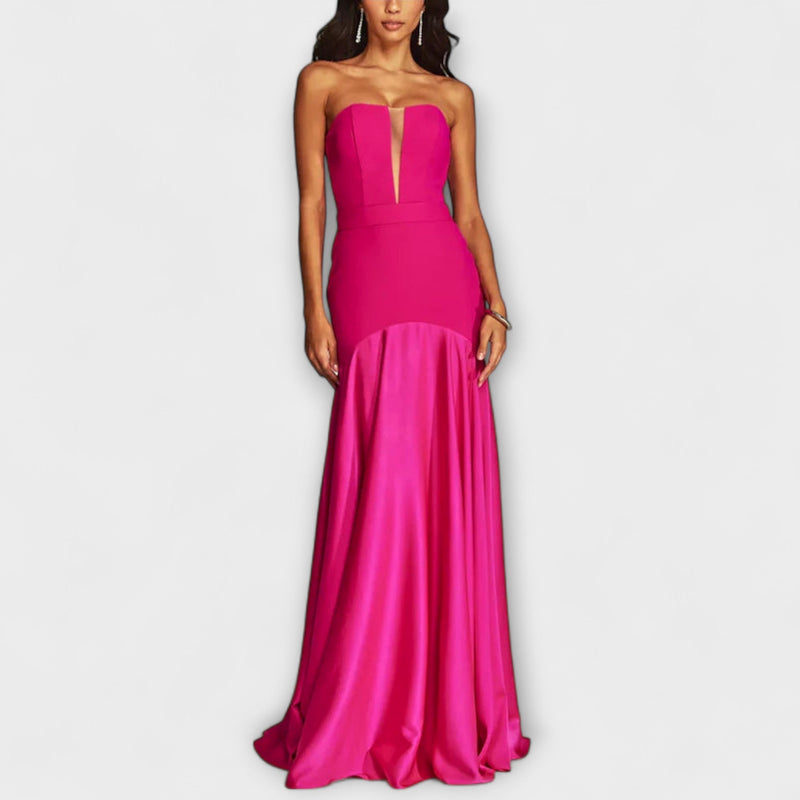 Vada - Off-Shoulder Maxi Jurk met V-Hals