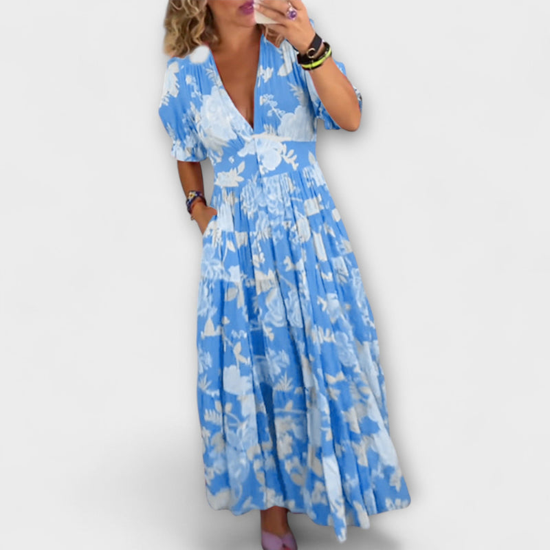 Catrisa - Bloemenprint V-hals Jurk