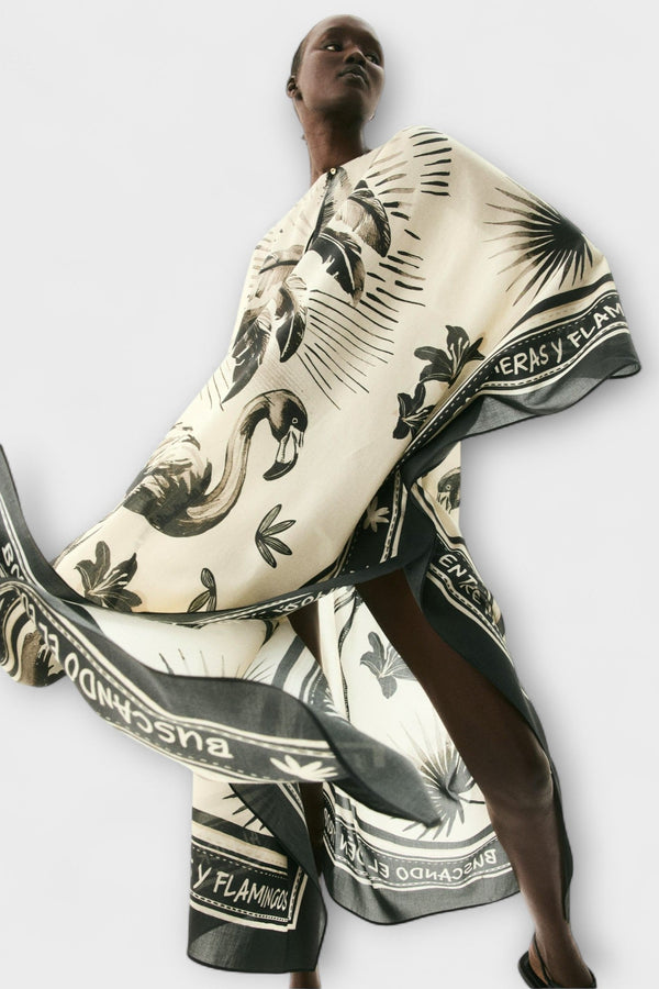 Melissa - Extra grote Flamingo Print Kaftan Maxi Jurk