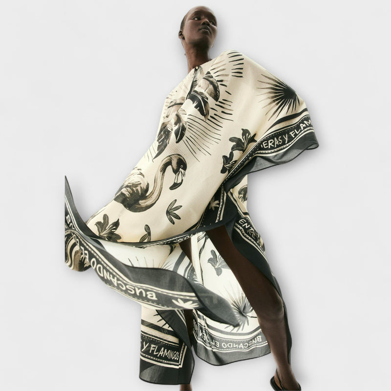Melissa - Extra grote Flamingo Print Kaftan Maxi Jurk