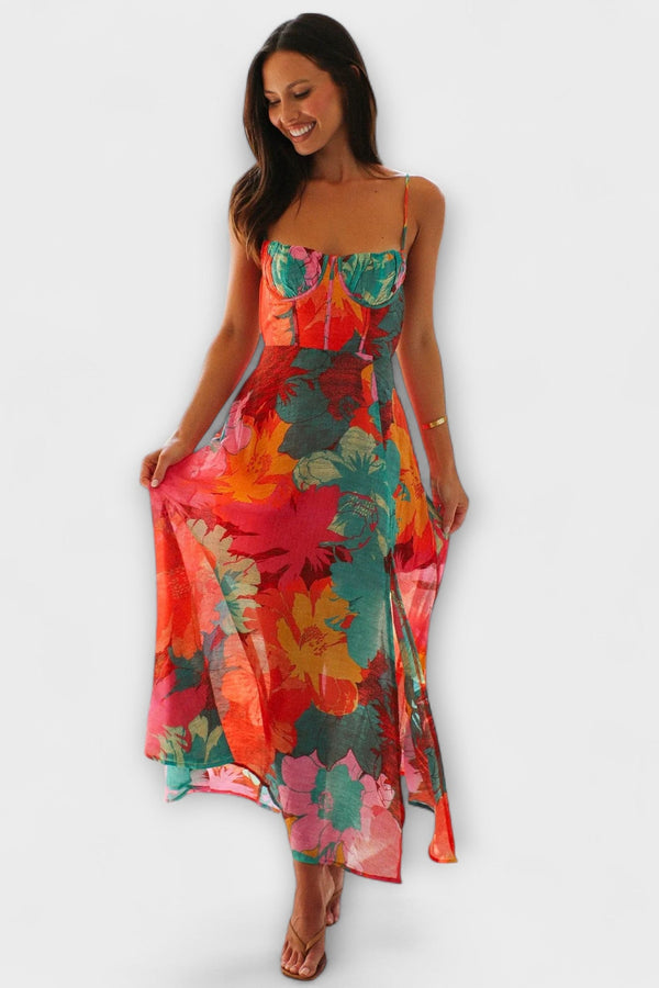 Audrey - Bloemenprint Strap Dress voor Dames - Stijlvol en Aantrekkelijk