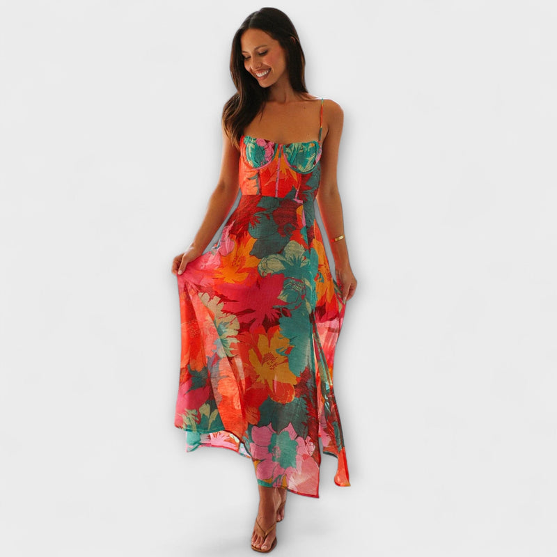Audrey - Bloemenprint Strap Dress voor Dames - Stijlvol en Aantrekkelijk