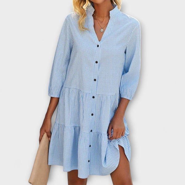 Zuri - Vrouwen V-hals Mini Jurk met Relaxte Pasvorm