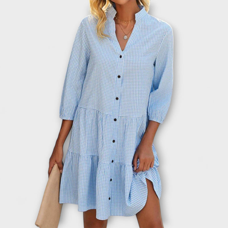 Zuri - Vrouwen V-hals Mini Jurk met Relaxte Pasvorm