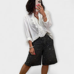 Amaris - Bermuda Shorts met Strass Versieringen